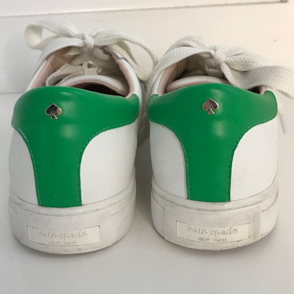 KATE SPADE Alanna Leather Sneakers White Green Women’s Size 10 - Picture 9 of 16